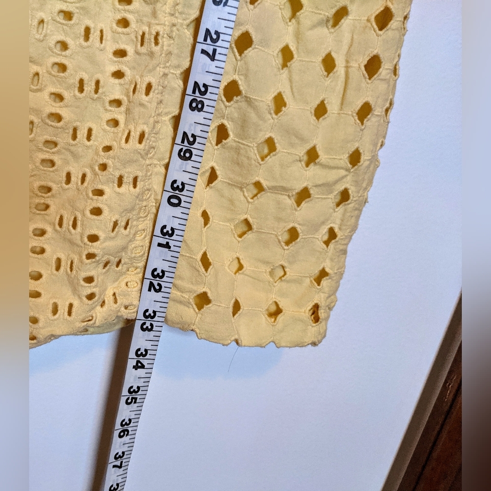 Cynthia Rowley Yellow Cotton Sleeveless Eyelet Sheath Dres sz 4 - Picture 12 of 13